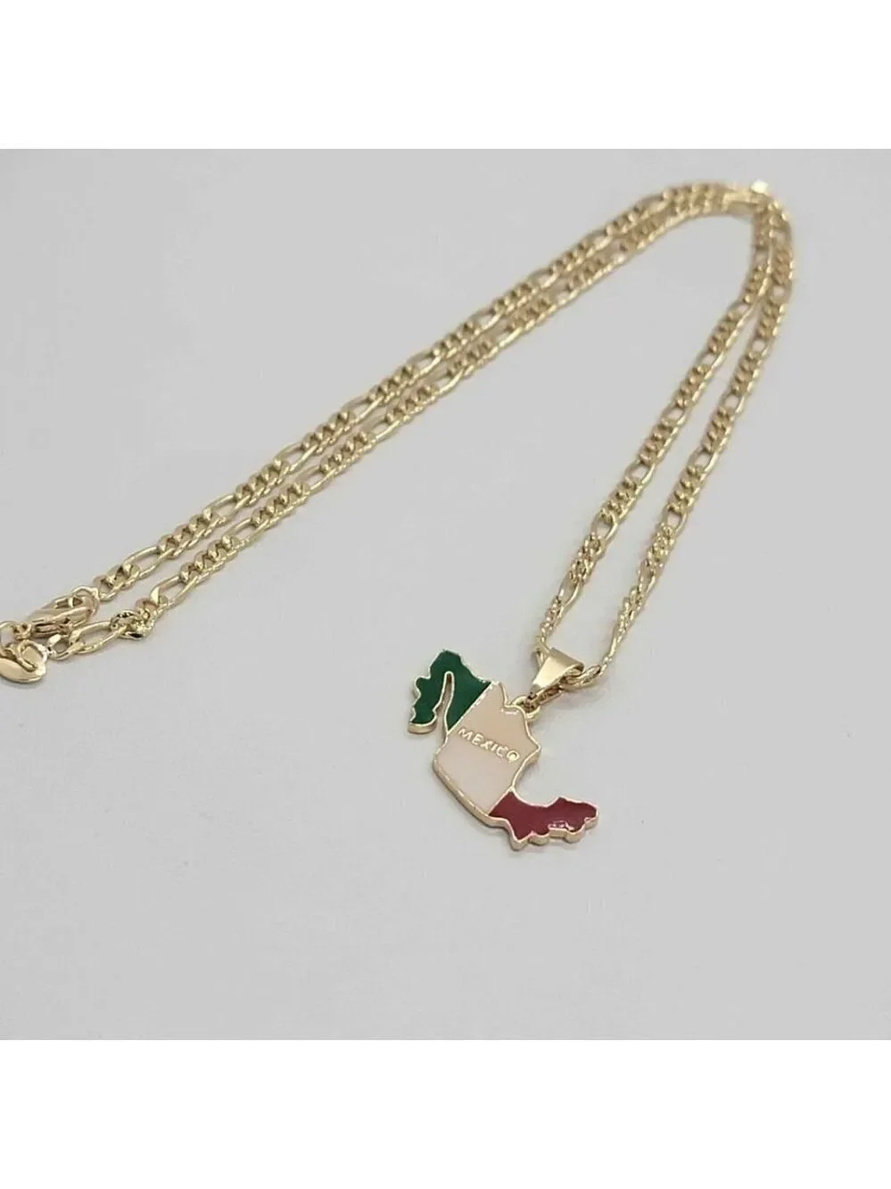 Brand New Brazilian 18k Gold Filled Mexican Flag Necklace